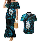 Manaia New Zealand Matariki Couples Matching Mermaid Dress and Hawaiian Shirt NZ Paua Shell Maori Art
