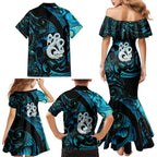 Manaia New Zealand Matariki Family Matching Mermaid Dress and Hawaiian Shirt NZ Paua Shell Maori Art