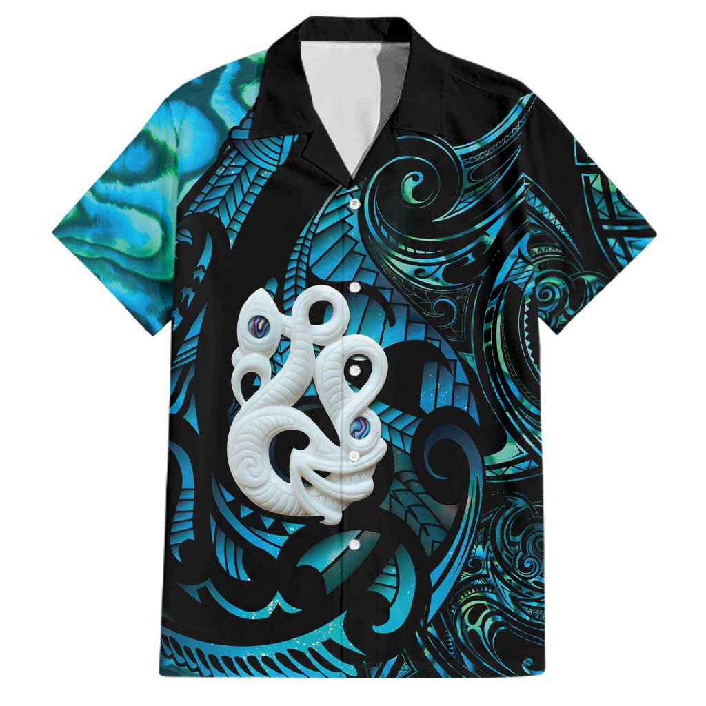 Manaia New Zealand Matariki Family Matching Off Shoulder Short Dress and Hawaiian Shirt NZ Paua Shell Maori Art