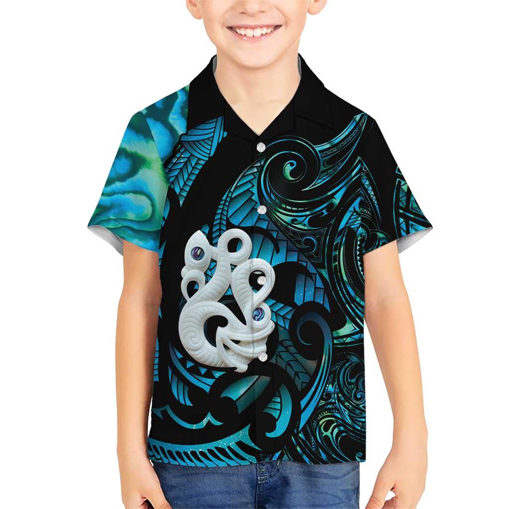 Manaia New Zealand Matariki Kid Hawaiian Shirt NZ Paua Shell Maori Art