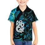 Manaia New Zealand Matariki Kid Hawaiian Shirt NZ Paua Shell Maori Art