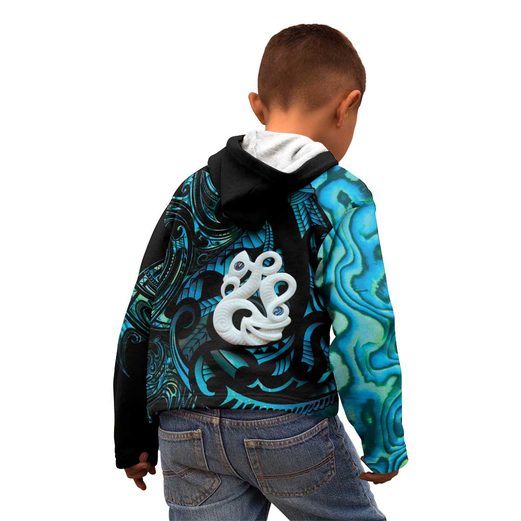 Manaia New Zealand Matariki Kid Hoodie NZ Paua Shell Maori Art
