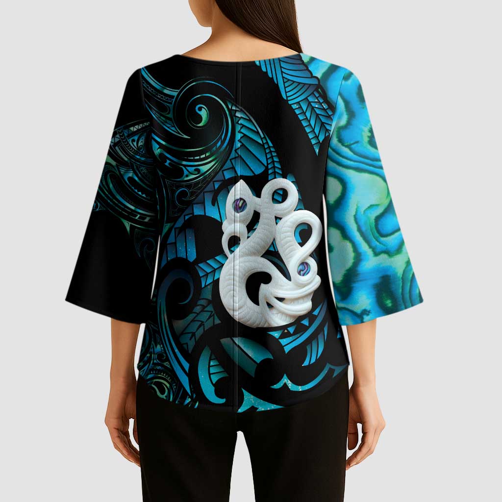 Manaia New Zealand Matariki Kimono Sleeve Blouse NZ Paua Shell Maori Art