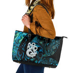Manaia New Zealand Matariki Leather Tote Bag NZ Paua Shell Maori Art