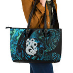 Manaia New Zealand Matariki Leather Tote Bag NZ Paua Shell Maori Art