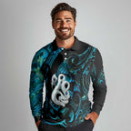 Manaia New Zealand Matariki Long Sleeve Polo Shirt NZ Paua Shell Maori Art