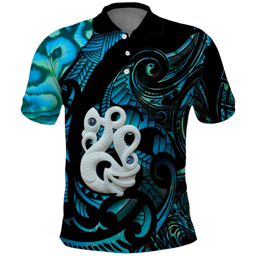 Manaia New Zealand Matariki Polo Shirt NZ Paua Shell Maori Art