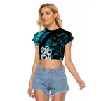 Manaia New Zealand Matariki Raglan Cropped T Shirt NZ Paua Shell Maori Art