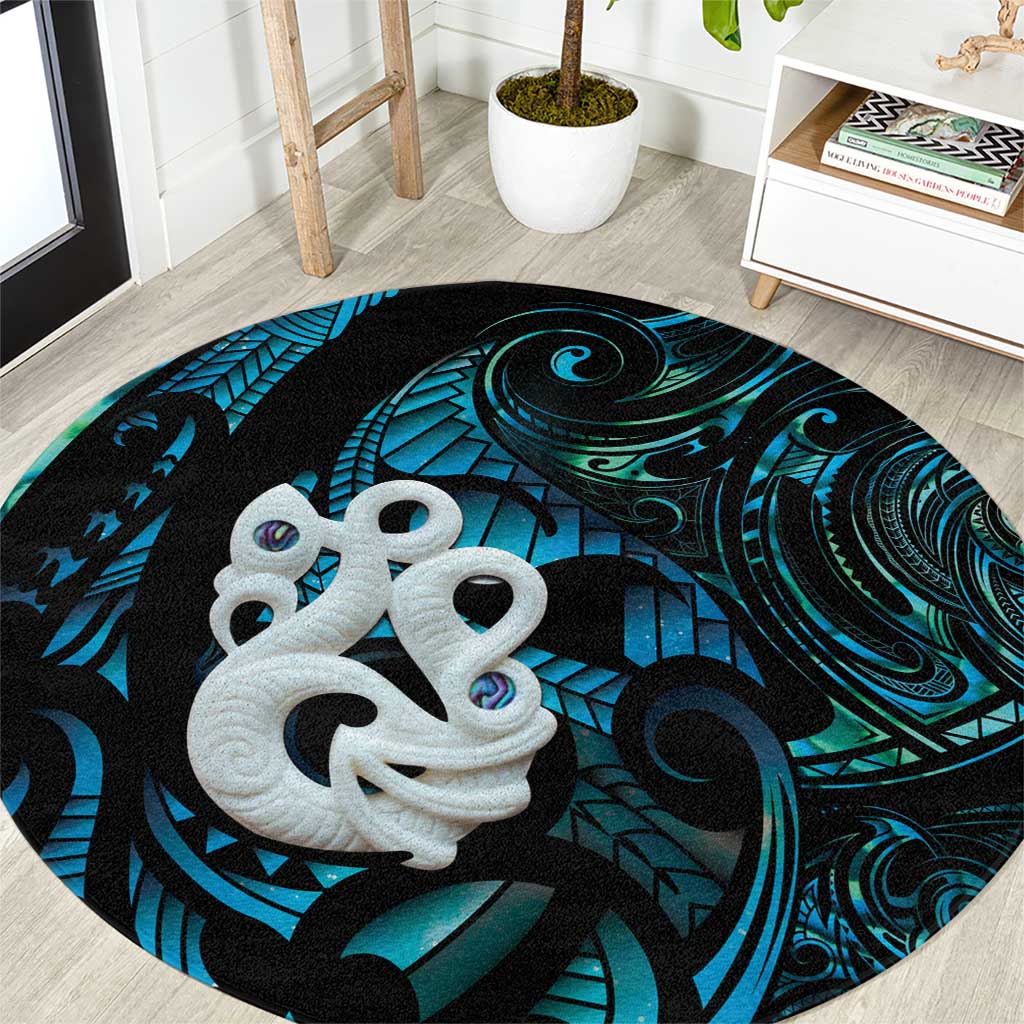 Manaia New Zealand Matariki Round Carpet NZ Paua Shell Maori Art