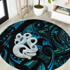 Manaia New Zealand Matariki Round Carpet NZ Paua Shell Maori Art