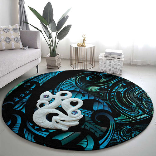 Manaia New Zealand Matariki Round Carpet NZ Paua Shell Maori Art