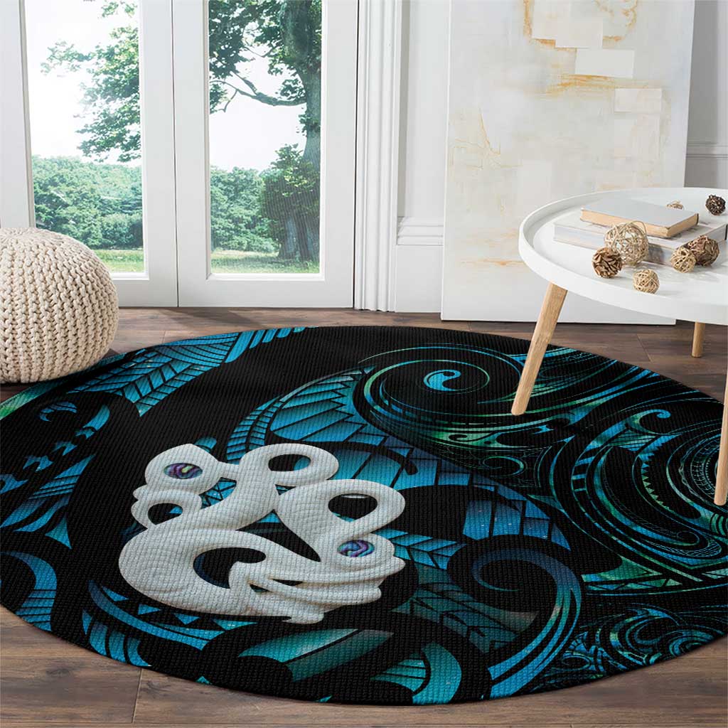 Manaia New Zealand Matariki Round Carpet NZ Paua Shell Maori Art