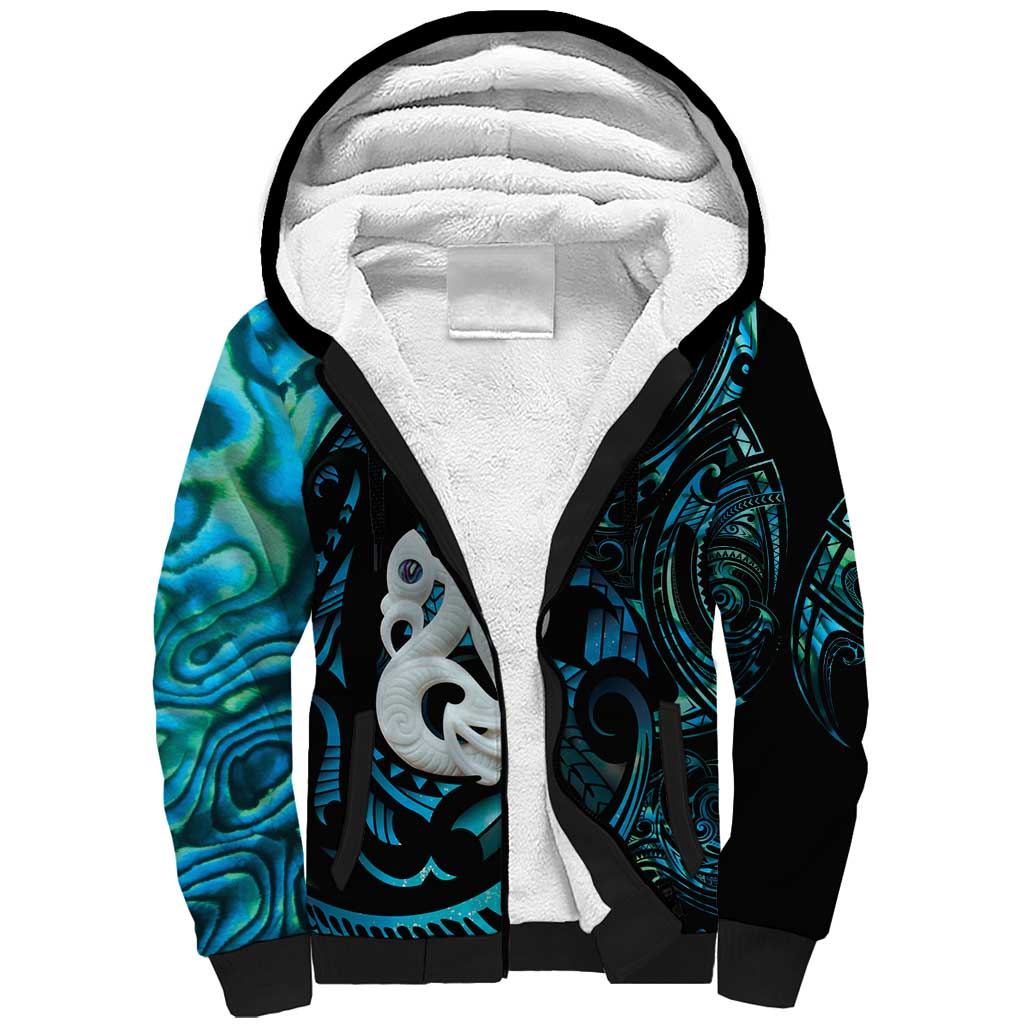 Manaia New Zealand Matariki Sherpa Hoodie NZ Paua Shell Maori Art