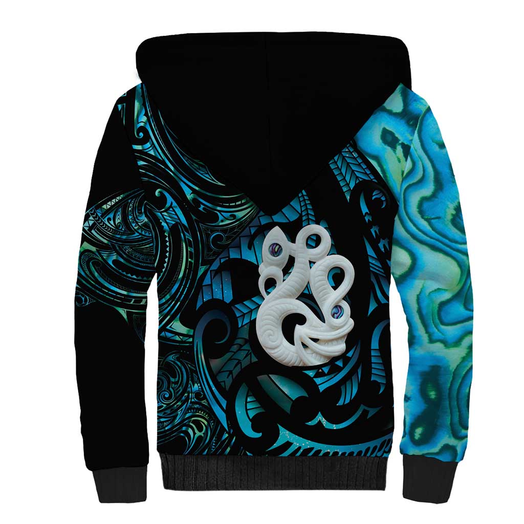 Manaia New Zealand Matariki Sherpa Hoodie NZ Paua Shell Maori Art