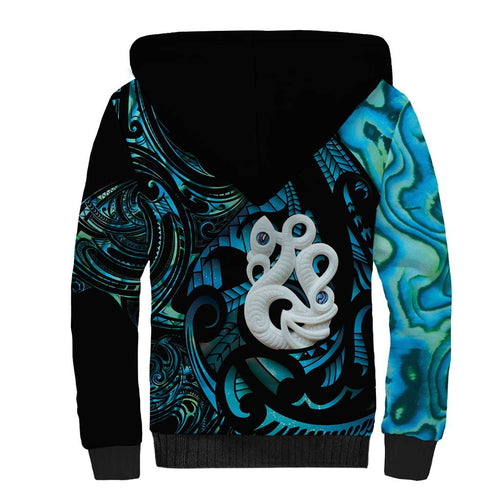 Manaia New Zealand Matariki Sherpa Hoodie NZ Paua Shell Maori Art