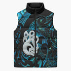 Manaia New Zealand Matariki Sleeveless Puffer Jacket NZ Paua Shell Maori Art