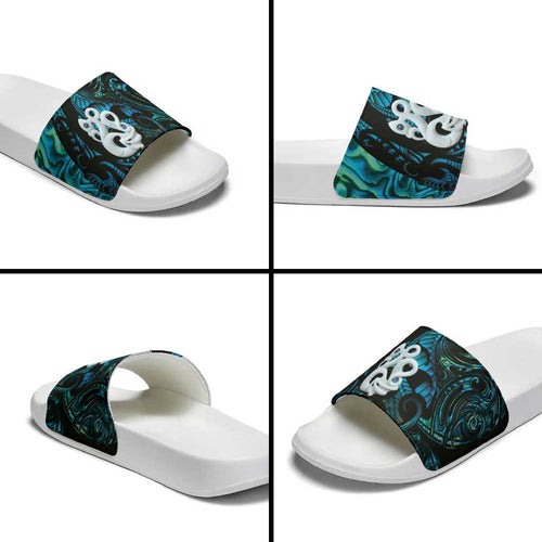 Manaia New Zealand Matariki Slide Sandals NZ Paua Shell Maori Art