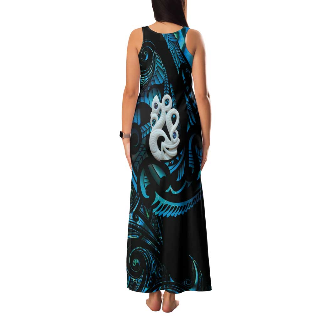 Manaia New Zealand Matariki Tank Maxi Dress NZ Paua Shell Maori Art