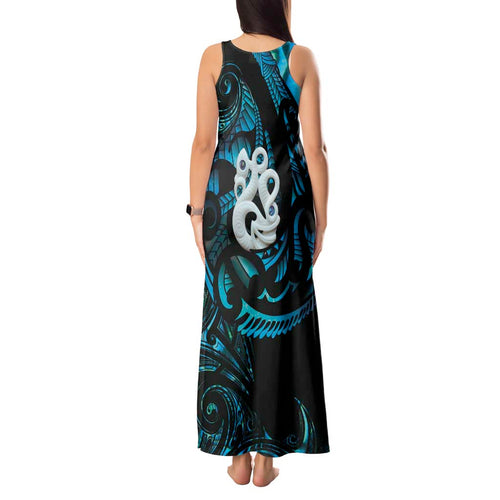 Manaia New Zealand Matariki Tank Maxi Dress NZ Paua Shell Maori Art