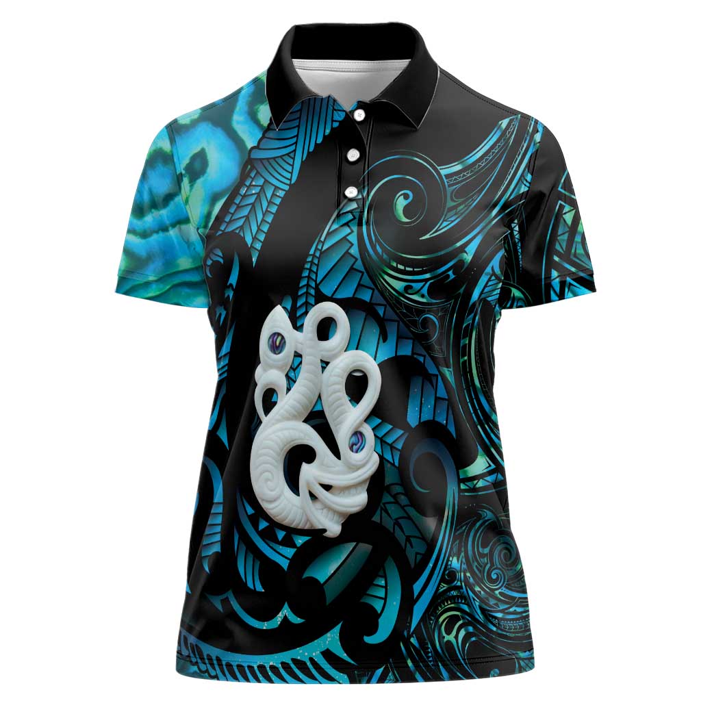 Manaia New Zealand Matariki Women Polo Shirt NZ Paua Shell Maori Art
