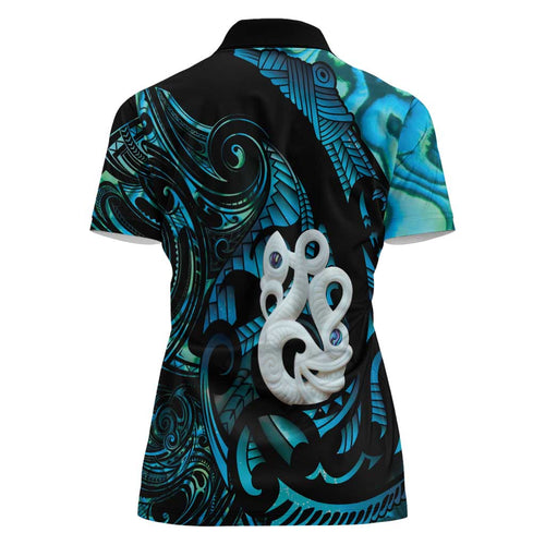 Manaia New Zealand Matariki Women Polo Shirt NZ Paua Shell Maori Art