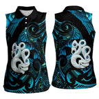 Manaia New Zealand Matariki Women Sleeveless Polo Shirt NZ Paua Shell Maori Art