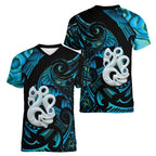 Manaia New Zealand Matariki Women V-Neck T-Shirt NZ Paua Shell Maori Art
