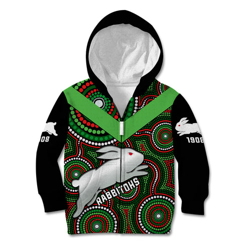 personalised-rabbitohs-rugby-kid-hoodie-souths-1908-indigenous-art