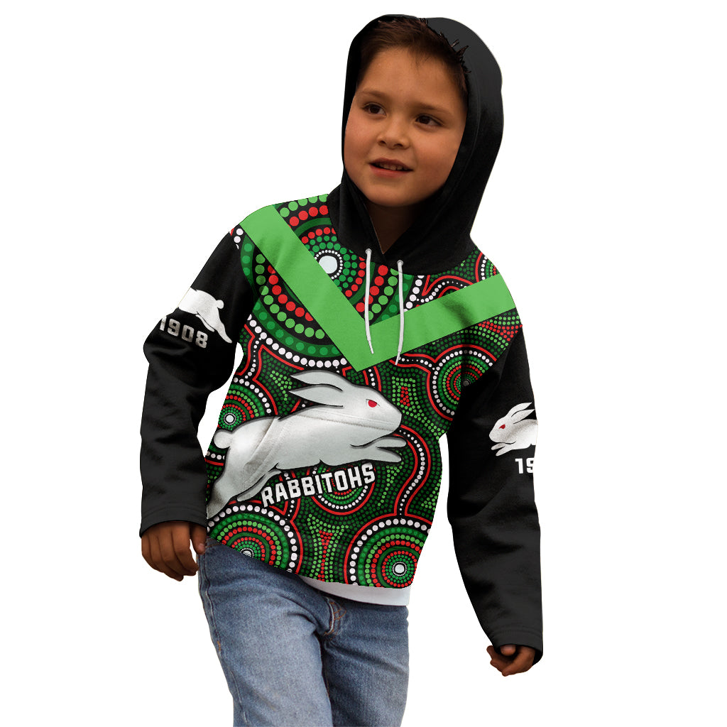 personalised-rabbitohs-rugby-kid-hoodie-souths-1908-indigenous-art