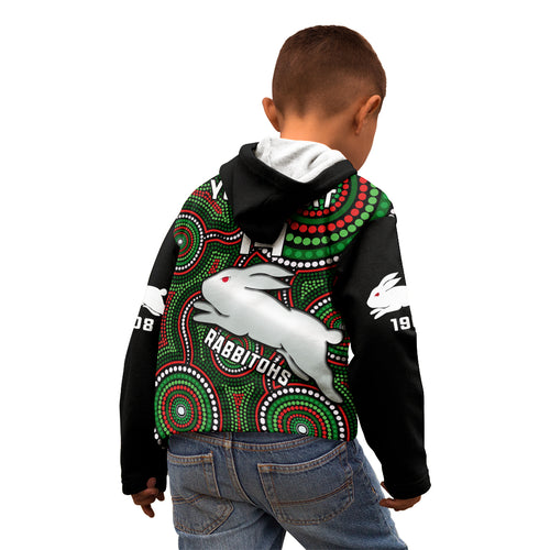 personalised-rabbitohs-rugby-kid-hoodie-souths-1908-indigenous-art