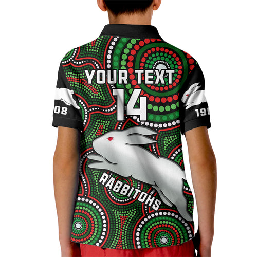 personalised-rabbitohs-rugby-kid-polo-shirt-souths-1908-indigenous-art