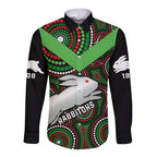 personalised-rabbitohs-rugby-long-sleeve-button-shirt-souths-1908-indigenous-art