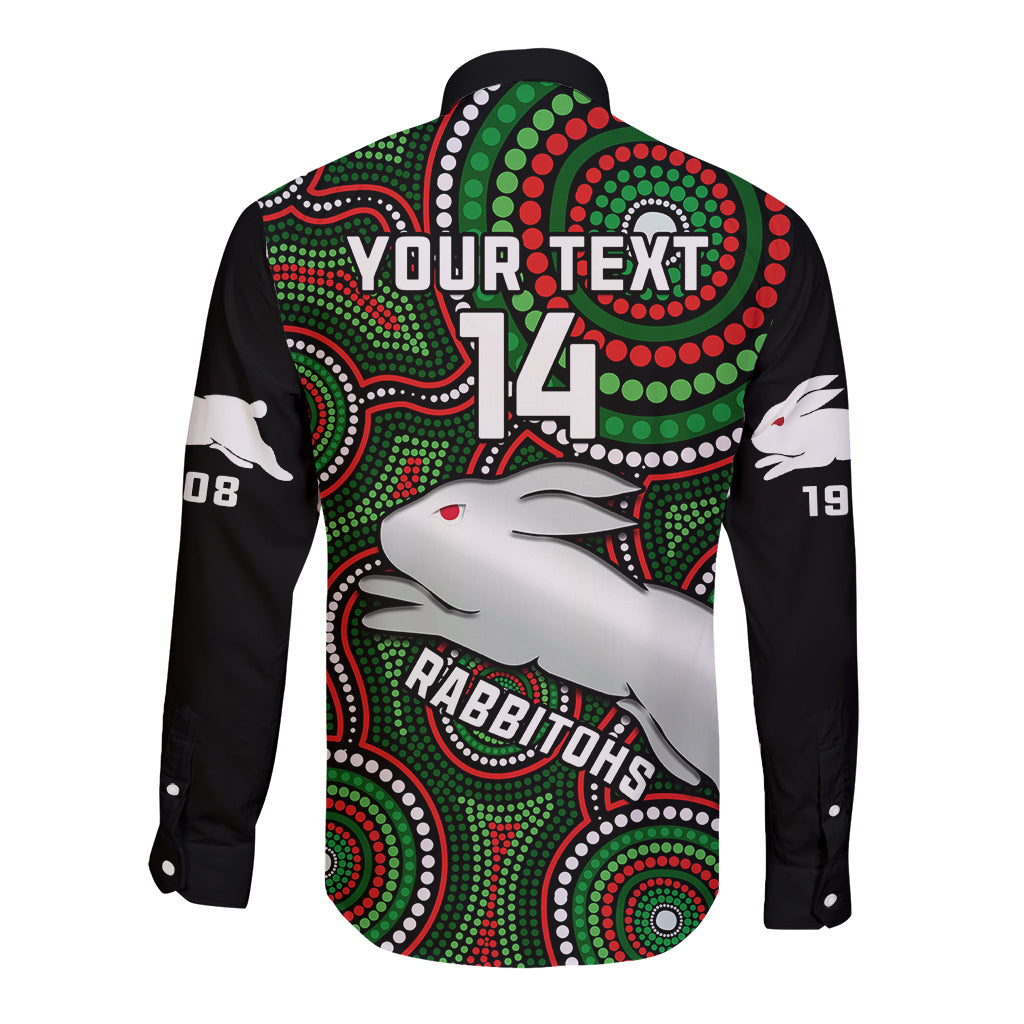 personalised-rabbitohs-rugby-long-sleeve-button-shirt-souths-1908-indigenous-art
