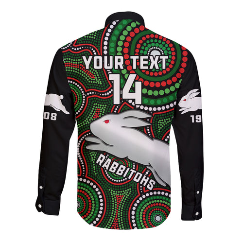 personalised-rabbitohs-rugby-long-sleeve-button-shirt-souths-1908-indigenous-art