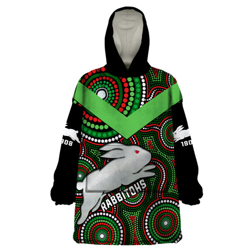 personalised-rabbitohs-rugby-wearable-blanket-hoodie-souths-1908-indigenous-art