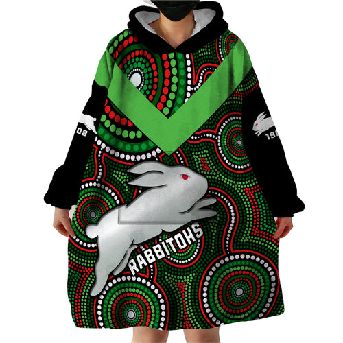 personalised-rabbitohs-rugby-wearable-blanket-hoodie-souths-1908-indigenous-art