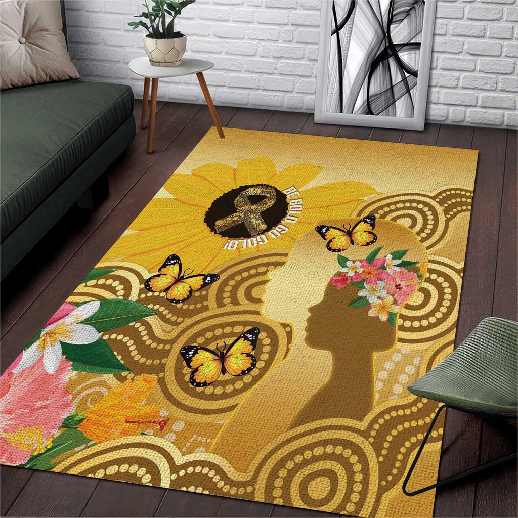 Australia Childhood Cancer Awareness Month Area Rug Be Bold Go Gold Aboriginal Art