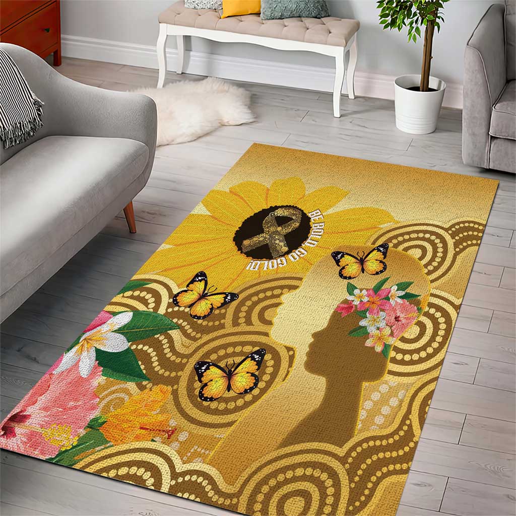 Australia Childhood Cancer Awareness Month Area Rug Be Bold Go Gold Aboriginal Art