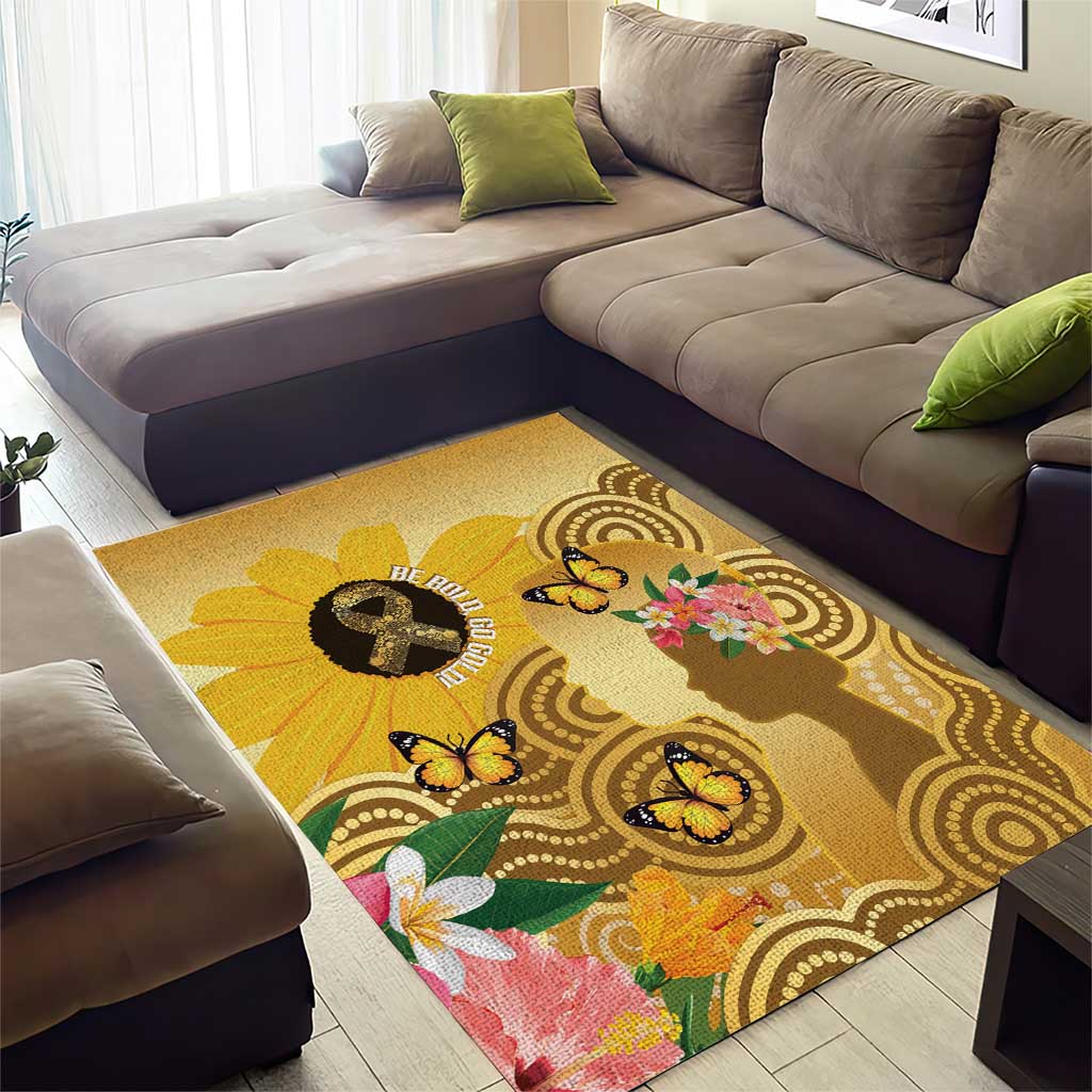 Australia Childhood Cancer Awareness Month Area Rug Be Bold Go Gold Aboriginal Art