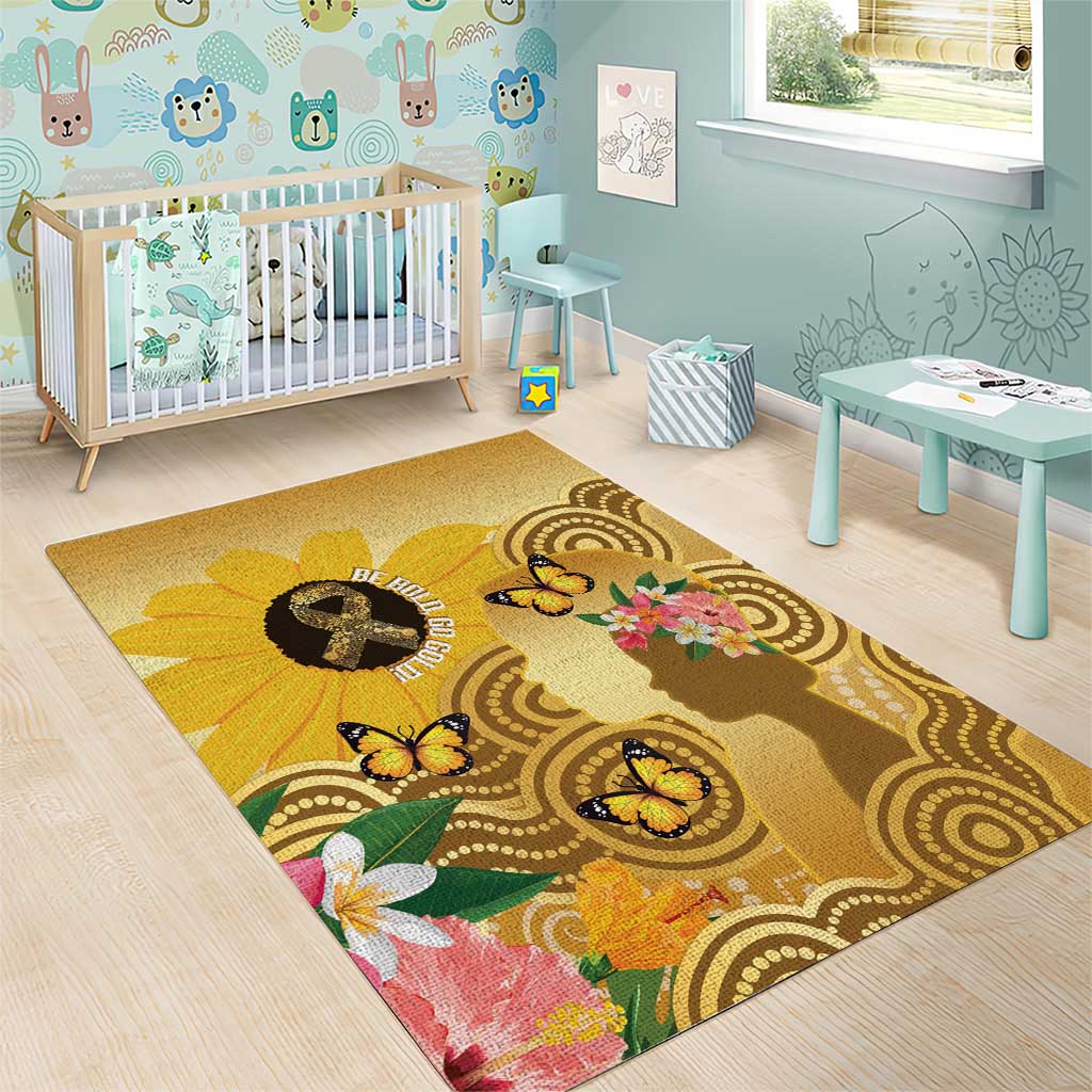 Australia Childhood Cancer Awareness Month Area Rug Be Bold Go Gold Aboriginal Art