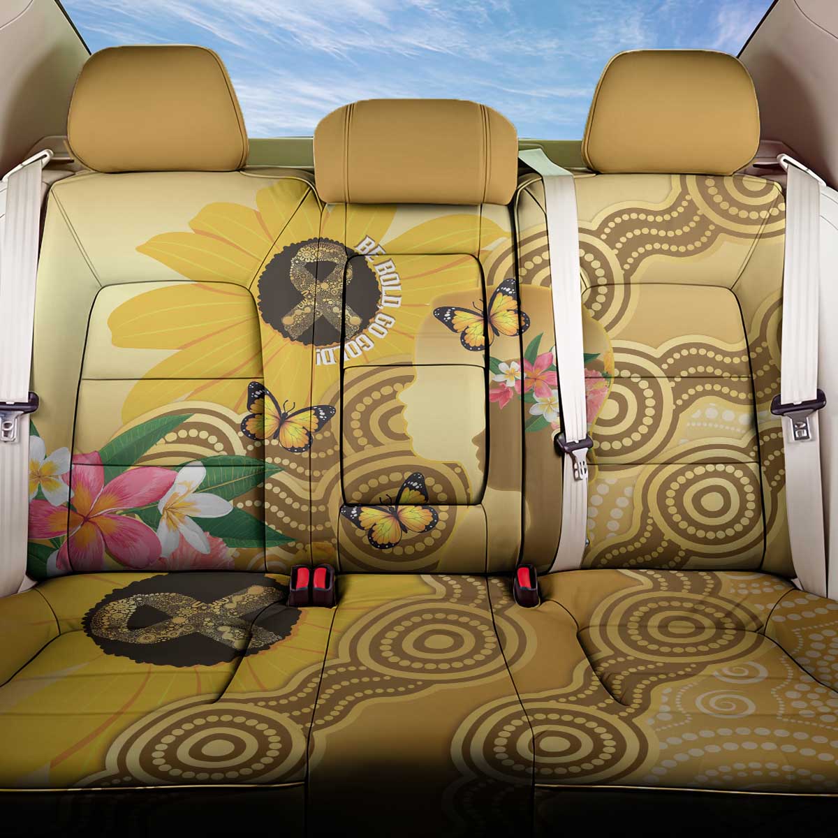 Australia Childhood Cancer Awareness Month Back Car Seat Cover Be Bold Go Gold Aboriginal Art