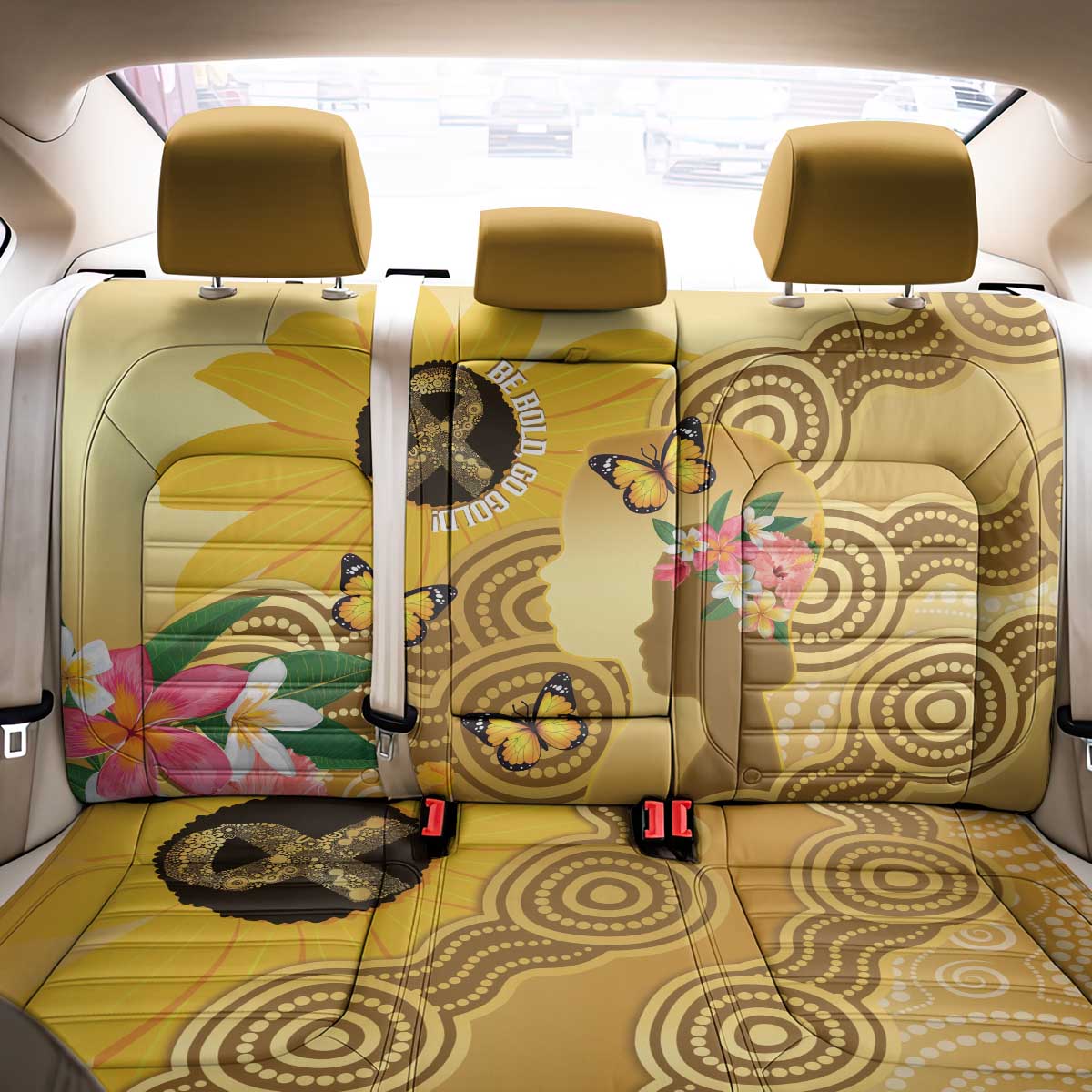 Australia Childhood Cancer Awareness Month Back Car Seat Cover Be Bold Go Gold Aboriginal Art