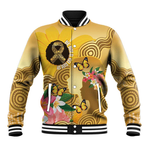 Australia Childhood Cancer Awareness Month Baseball Jacket Be Bold Go Gold Aboriginal Art