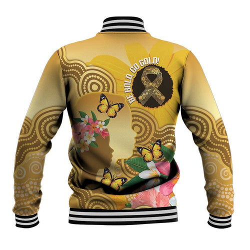 Australia Childhood Cancer Awareness Month Baseball Jacket Be Bold Go Gold Aboriginal Art