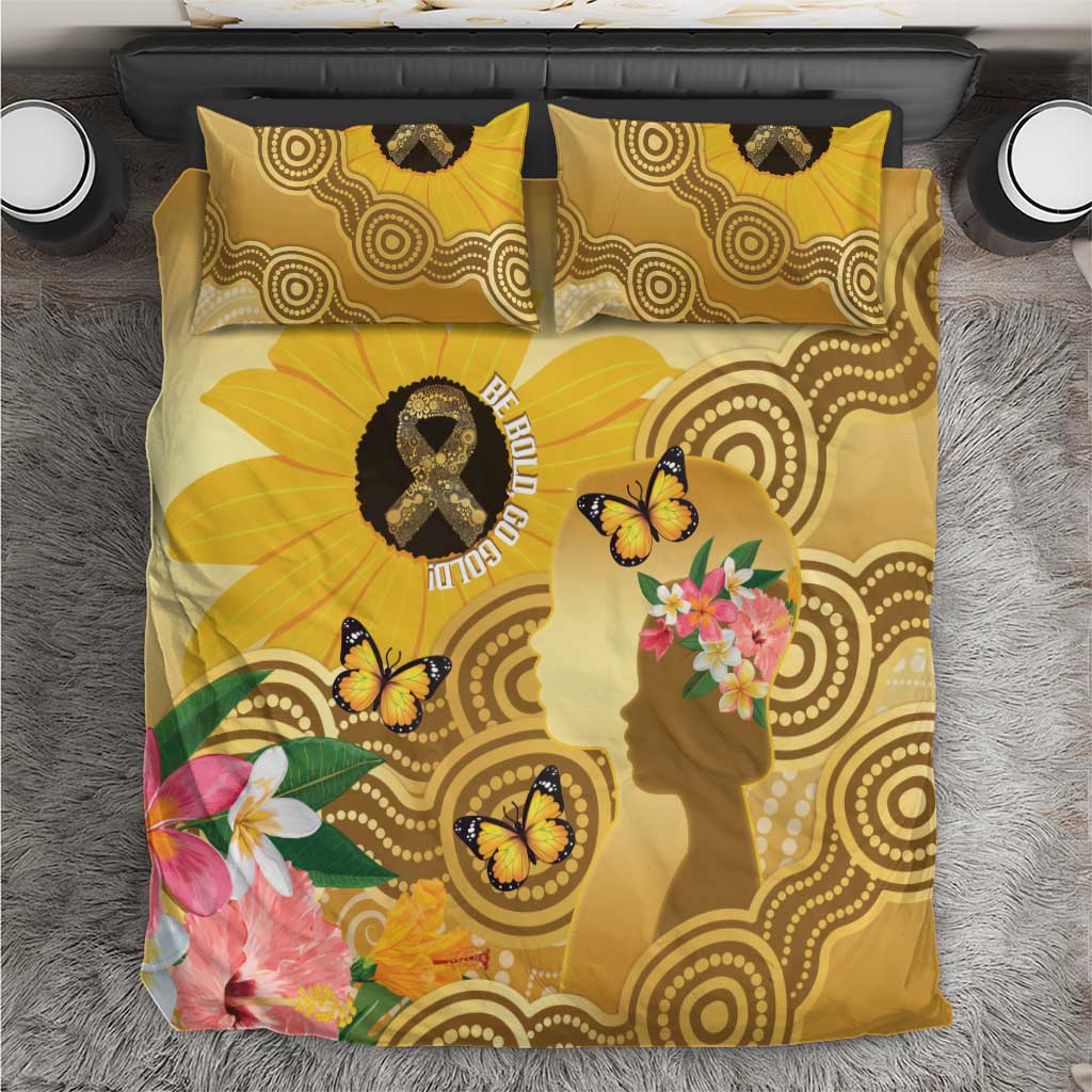 Australia Childhood Cancer Awareness Month Bedding Set Be Bold Go Gold Aboriginal Art