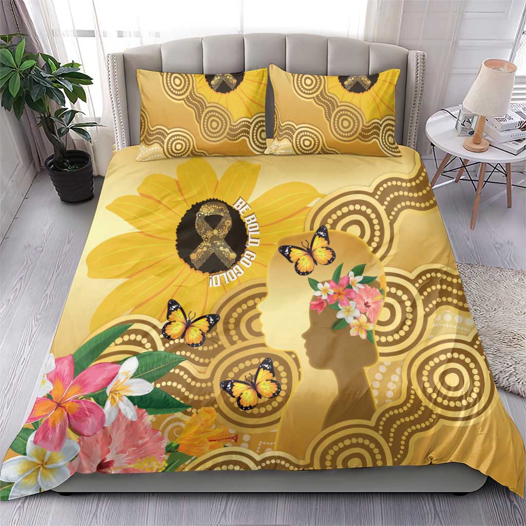 Australia Childhood Cancer Awareness Month Bedding Set Be Bold Go Gold Aboriginal Art