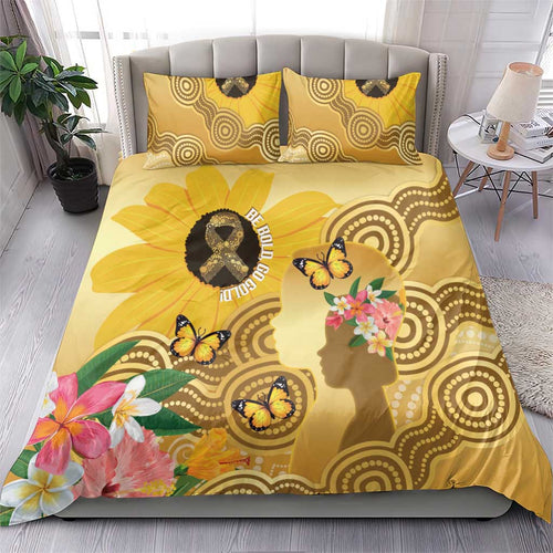 Australia Childhood Cancer Awareness Month Bedding Set Be Bold Go Gold Aboriginal Art