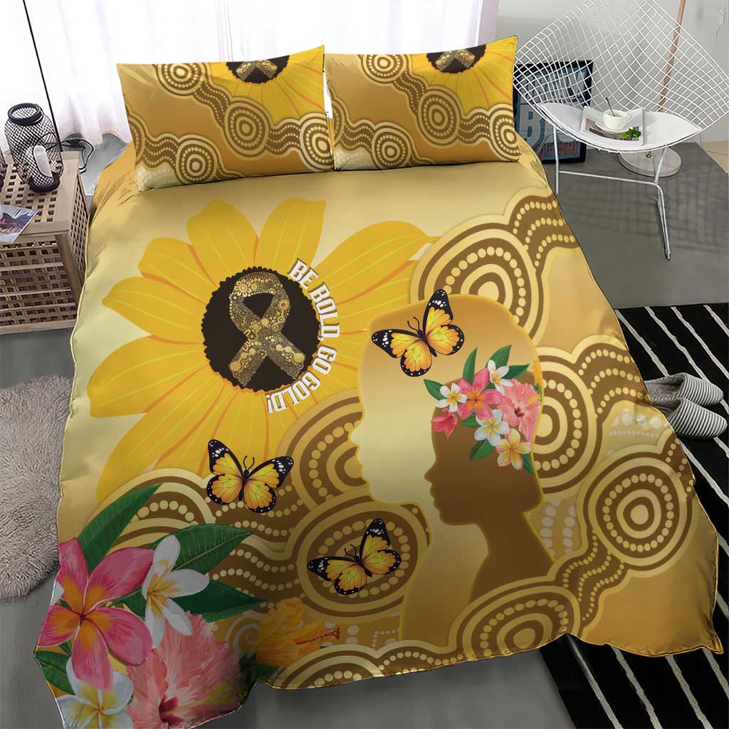 Australia Childhood Cancer Awareness Month Bedding Set Be Bold Go Gold Aboriginal Art