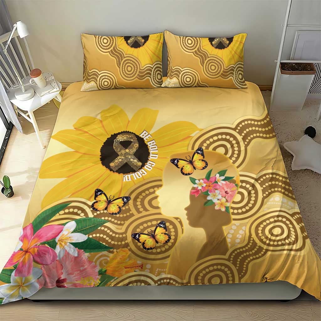 Australia Childhood Cancer Awareness Month Bedding Set Be Bold Go Gold Aboriginal Art