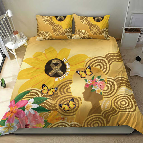 Australia Childhood Cancer Awareness Month Bedding Set Be Bold Go Gold Aboriginal Art
